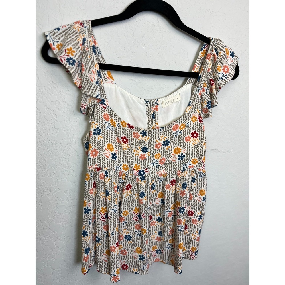 Illa Illa Crop Top Floral Cap Sleeve Tank Top Sleeveless Date Night Size Small‎